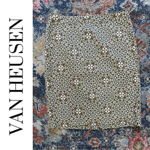 🛍️3/$40 Van Heusen Studio Lined  Cotton Skirt Back Zipper Cream Tan Size 8